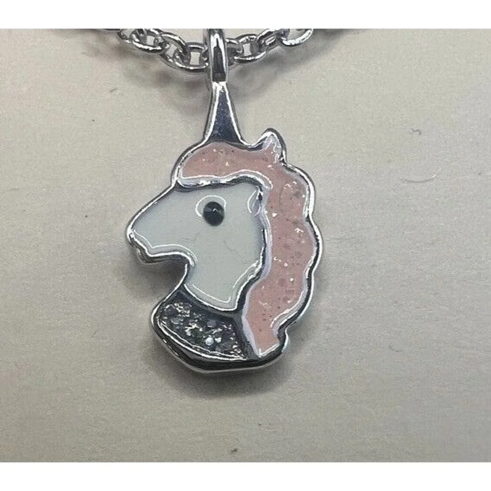 FAO Schwarz Childrens Unicorn Necklace & Earrings Set Fine Silver Plate Gift Box